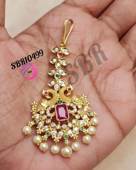 One Gram Gold Jewelry Collection for Diwali - Indian Jewelry Designs Papad Billa Designs Gold, Papadabilla Designs, Papadibilla Designs Gold, Papidi Billa Gold Designs For Bride, Papidibilla Designs Gold, Tikka Jewelry Indian Gold, Papidi Billa Gold Designs, Papidi Billa, Beautiful Gold Earrings