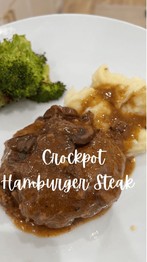 Crockpot Hamburger Steak, Straight Short Hairstyles, Cube Steak Crock Pot Recipes, Hamburger In Crockpot, Crockpot Steak Recipes, Salisbury Steak Crockpot, Short Straight Hairstyles, How To Cook Hamburgers, Hamburger Steak Recipes