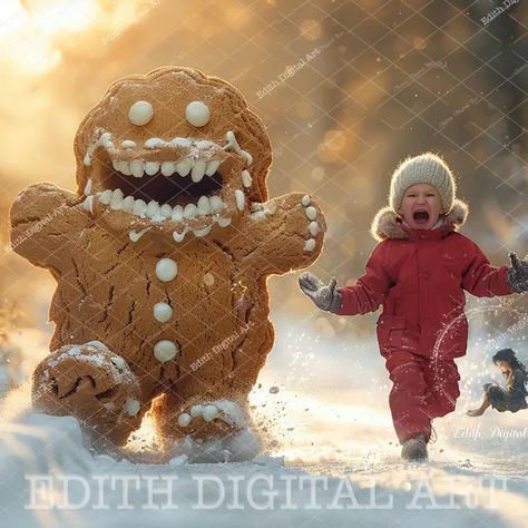 Christmas Movie Digital Background - Etsy Photo Composite, Funny Christmas Photos, Village Road, Gingerbread Village, Gingerbread Cookie, Composition Photography, Background Photo, Digital Backgrounds, Digital Backdrops