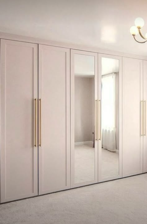 Mirrored Closet Doors, Mirrored Closet, Wooden Cupboard Design, Ikea Pax Closet, Bedroom Wardrobe Design, Bedroom Built In Wardrobe, Small Closet Space, Ikea Wardrobe, Modern Cupboard