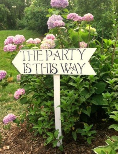 Garden Party Sign, Garden Engagement Party, Direction Sign, Pink Hydrangeas, Garden Party Decorations, Summer Garden Party, Garden Birthday, Big Hug, Directional Signs