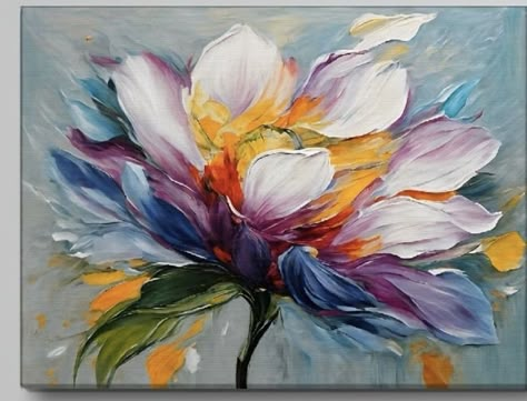 Flower Lady Painting, Acrylic Impasto Painting, Painting Flowers Tutorial, Acrylic Painting Flowers, Flower Painting Canvas, Canvas Painting Tutorials, Abstract Art Painting Diy, Landscape Art Painting, Flower Art Painting