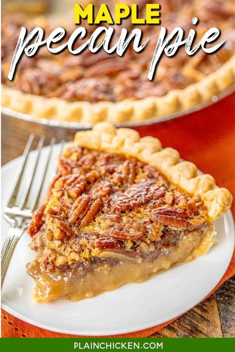 Pecan Pie Recipe With Maple Syrup, Maple Pecan Pie, Pecan Pie Bars Easy, Dessert Thanksgiving, Maple Recipes, Maple Syrup Recipes, Best Pecan Pie, Fun Thanksgiving Desserts, Food Variety