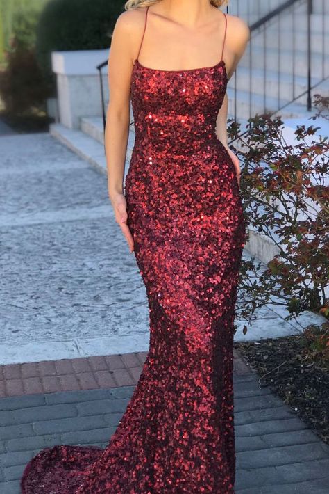 Sequin Prom Dresses Mermaid, Burgundy Prom Dress Mermaid, Burgundy Formal Dress, Backless Evening Gowns, Burgundy Evening Dress, Sweep Train Prom Dress, Evening Dresses Uk, Katie Couric, Gorgeous Prom Dresses