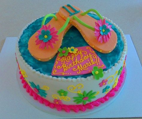 Beach party ideas on Pinterest | Pool Party Birthday, Flip Flop ... Flip Flop Cakes, Beach Birthday Cake, Hawaiian Cake, Pool Party Cakes, Pool Cake, Beach Themed Cakes, Special Event Cakes, Hawaiian Birthday Party, Specialty Cake