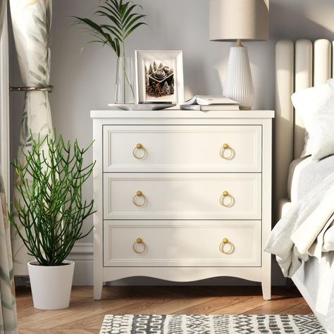 PRICES MAY VARY. ✅【Elegant Design】The chest features a timeless aesthetic with its off-white, possibly antique finish, which can complement a wide range of bedroom decors from classic to contemporary. Its stylish design also allows it to be used in other areas of the home, such as in living rooms or hallways, for additional storage and decoration. ✅【Durable Construction】 Constructed from high-quality MDF, this chest is built to be sturdy and durable, ensuring longevity and value for money. The b Dressers Bedroom Ideas, Nightstand Set Up, Bedroom Side Tables Night Stands, Cream Nightstand, White Bureau, White Washed Nightstand, Full Bedroom Furniture Sets, White Dressers, French Country Decorating Bedroom