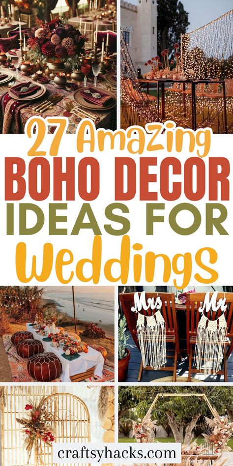 Dive into boho wedding decor with our stunning display of boho styling ideas perfect for any season. Our ideas showcase how to incorporate earthy elements, vibrant textiles, and eclectic accessories into your wedding themes. Boho Themed Party Decorations, Boho Party Decorations Bohemian, Boho Wedding Tables, Boho Wedding Decor Ideas, Backyard Boho Wedding, Bohemian Party Decorations, Bohemian Wedding Decor, Boho Backyard Wedding, Elegant Boho Wedding