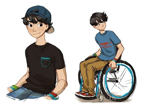 Wheelchair Drawing, Wheelchair Art, Base Anime, Oc Drawings, Boy Drawing, Disabled People, Drawing Base, Drawing Reference Poses, Funky Art