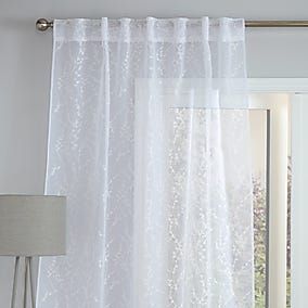 Havisham White Slot Top Voile | Dunelm Net Curtain Ideas, Decorative Styles, Voile Panels, Net Curtains, Voile Curtains, Curtain Sizes, Bed Curtains, White Paneling, Master Bedrooms Decor