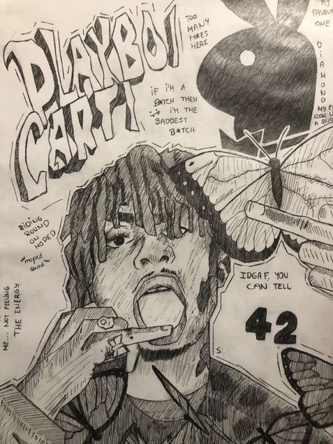 Carti Sketches, Grafitti Style Drawing, Carti Graffiti, Drawing On Homework, Graffiti Doodles Drawing, Ovrjune Drawing, Black Drawings Sketches, Carti Painting, 777 Drawing