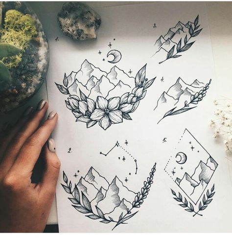 Nature Friend Tattoos, Mountain And Flower Tattoo, Tattoo Berge, Acotar Tattoo Ideas, Acotar Tattoos, Moutain Tattoos, Bookish Tattoos, Saved Tattoo, Hiking Tattoo