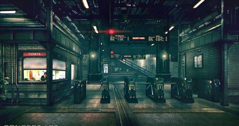 Train Station Interior, Scifi Environment, Cyberpunk Games, Subway Station, Final Fantasy Vii Remake, Game Environment, Level Design, Environment Art, Minecraft Designs