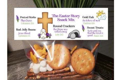 Easter Story Snack Mix Printable, Easter Story Snack, Easter Snack Mix, Easter Craft For Kids, The Easter Story, Easter Treat Bags, Easter Snacks, Easter Favors, Easter Messages