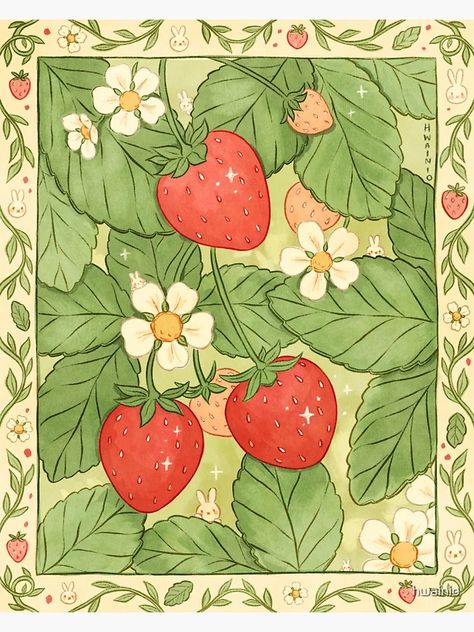 "Strawberries for Life" Sticker for Sale by hwainio | Redbubble Strawberry Mouse, Strawberry Drawing, Strawberry Art, Seni 2d, Cat Air, 패턴 배경화면, Arte Sketchbook, 판타지 아트, Arte Horror