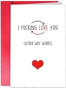 TQDaiker Lovely Valentines Day Card for Husband Boyfriend, Funny Either Way Works Valentines Day Card from Wife Girlfriend, I Love You Card, Rude Anniversary Card for Him Her Lovely Quotes For Girlfriend, Gift Card For Girlfriend, Diy Birthday Cards For Girlfriend, Valentines Day Gift Ideas For Girlfriend, I Love You Cards For Him, Diy Cards For Girlfriend, Card For Him, Notes For Girlfriend, I Love You Cards