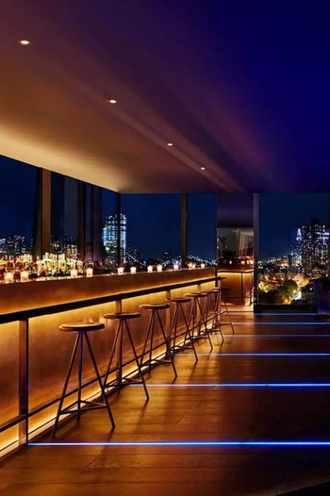 Rooftop Bar Design, Rooftop Restaurant Design, Rooftop Bars Nyc, Bar Counter Design, Modern Home Bar, Nightclub Design, Kursi Bar, Pub Design, Rooftop Design