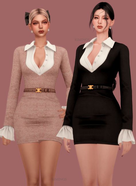 Posh Clothing, Female Office, Formal Wear Women, Sims 4 Dresses, Sims 4 Mm, Sims Hair, Sims 4 Mods Clothes, Pin Up Dresses, Sims 4 Cc Finds