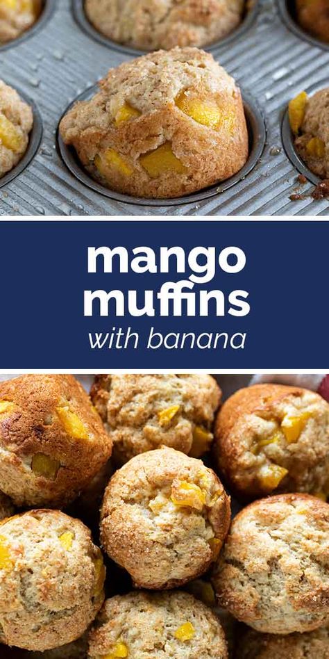 Moist muffins with sweet pockets of mango, these Mango Muffins with Banana are the perfect breakfast treat. Mango Muffins, The Boiled Egg Diet, Nutella Muffins, Almond Muffins, Mango Dessert Recipes, Moist Muffins, Low Fat Low Carb, Egg Diet Plan, Mango Dessert