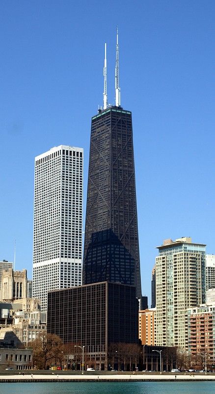 John Hancock Center - Chicago, Illinois (343.7m/1128ft) (SOM) (Bruce Graham) Chicago John Hancock Tower, John Hancock Building, John Hancock Center, Awesome Desserts, Chicago Pictures, Sears Tower, John Hancock, Chi Town, Tall Buildings