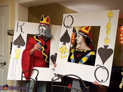 Brittany: My boyfriend and I are wearing this DIY costume that I constructed with inspiration from the internet itself, specifically Pinterest! Browsing for ideas I came upon this little number! I... King Of Hearts Costume, Halloween Costume Contest Winners, Homemade Costume Ideas, Costume Contest Winner, 2017 Halloween Costumes, Black Maria, Card Costume, Halloween Costumes 2014, Couple Costume