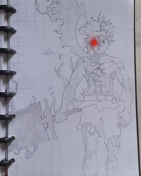 Asta Drawing, Asta Demon, Demon Form, Form Drawing, Black Clover Manga, Cool Pencil Drawings, Anime Drawing, Black Clover, Drawing Poses