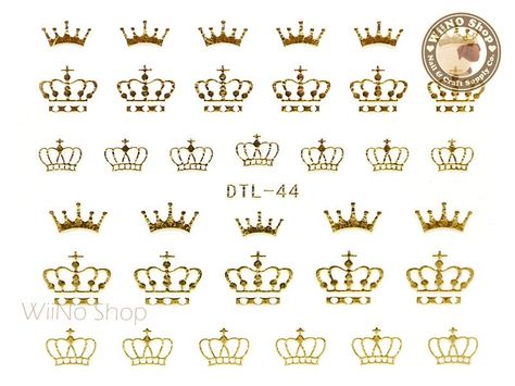 Gold Crown Nail Art Sticker - 1 pc (DTL-44G) Crown Nail Designs, Crown Nail Art, Crown Nails, Royals Nails, Nail Decals Diy, Pretty Manicures, Themed Nails, Nail Art Sticker, Glam And Glitter