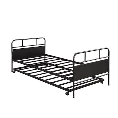 Shop CASAINC Metal daybed platform bed Black Twin Daybedundefined at Lowe's.com. If you need extra sleeping space or your kids love sleepovers, this Merak daybed with handy pull-out trundle is perfect for your home. The elegant design gives Black Upholstered Bed, Twin Metal Bed, Platform Daybed, Metal Daybed With Trundle, Metal Daybed, Twin Size Bed Frame, Metal Sofa, Twin Platform Bed, Upholstered Daybed