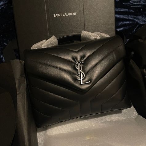 Small Ysl black Lou Lou Ysl Lou Lou Bag, Lou Lou Ysl Bag, Saint Laurent Handbags, Lou Lou, Black On Black, 2024 Vision, Perfect Bag, Black Handbags, Small Bag