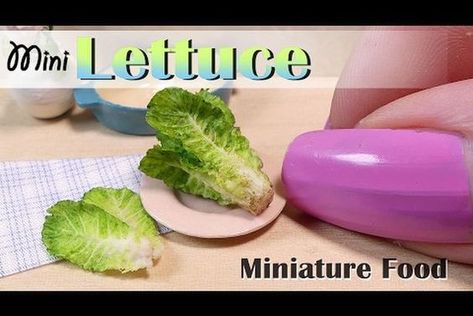 Miniature Lettuce Tutorial Diy Miniature Food, Vegetable Garden Cake, Miniature Food Tutorials, Food Tutorials, Polymer Clay Cane Tutorial, Diy Summer Crafts, Polymer Clay Kawaii, Dollhouse Miniature Tutorials, Clay Things