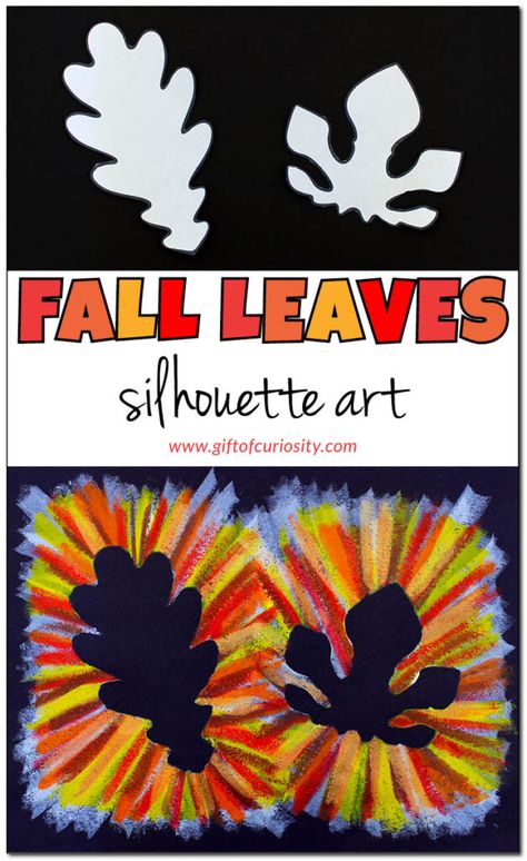 Fall Leaves Silhouette Art Fall Silhouette Art, Leaf Silhouette Art, Fall Leaf Art, Fall Leaf Art Projects, Autumn Preschool Theme, Leaves Silhouette, Negative Space Art, Preschool Fall, Autumn Leaves Art