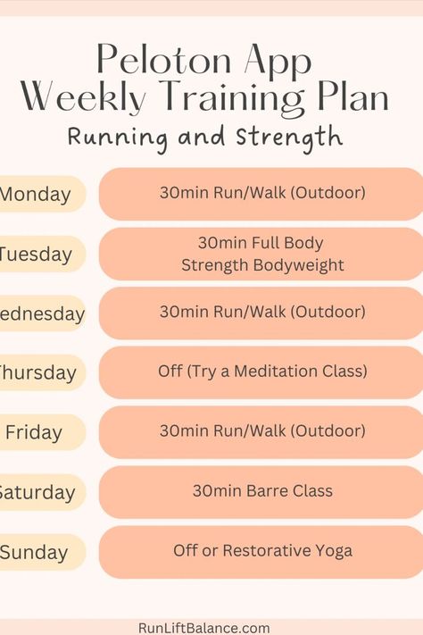 Peloton Workout Schedule, Peloton Schedule, Strength Workout Plan, Schedule App, Strength For Runners, Peloton Workout, Running Schedule, Strength Training For Beginners, Strength Training Routine