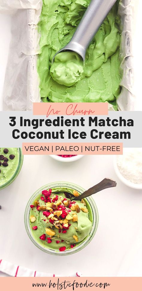 Matcha Ice Cream Recipe, Ice Cream No Churn, Coconut Matcha, Fancy Ice Cream, Matcha Coconut, Matcha Cheesecake, Matcha Recipes, Coconut Milk Ice Cream, Matcha Ice Cream