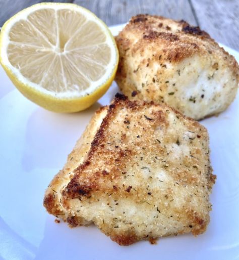 Halibut Filet Recipes Baked, Halibut Recipes Baked Panko, Pan Fried Halibut Recipes, Breaded Halibut In Air Fryer, Baked Halibut With Lemon Butter Sauce, Halibut Fishing, Broiled Fish, Seasoned Bread Crumbs, Panko Bread Crumbs