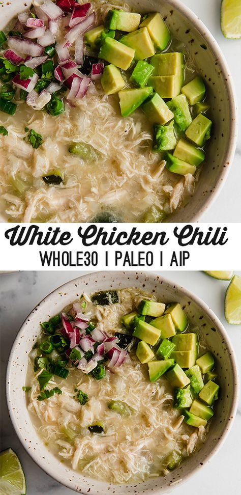 Antiinflammatory Food, Aip Recipes Autoimmune Protocol, Healthy White Chicken Chili, Df Meals, Aip Dinner, Inflammatory Meals, Aip Diet Recipes, Nightshade Free Recipes, Paleo Ideas