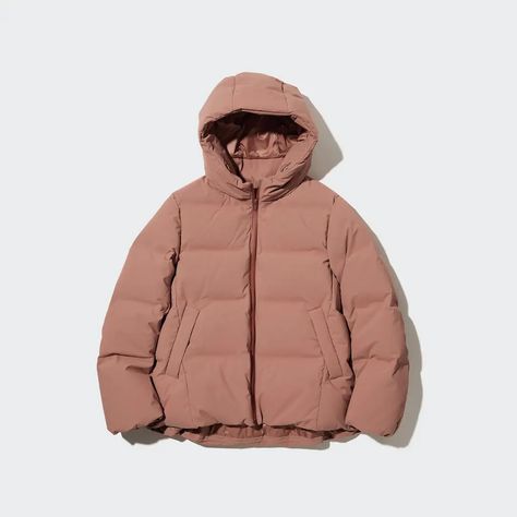 Brown Puffer Jacket Outfit, Uniqlo Puffer Jacket, Orange Puffer Jacket, Brown Puffer Jacket, Down Parka Women, Puffer Jacket Outfit, Uniqlo Jackets, Brown Puffer, Black Puffer Coat