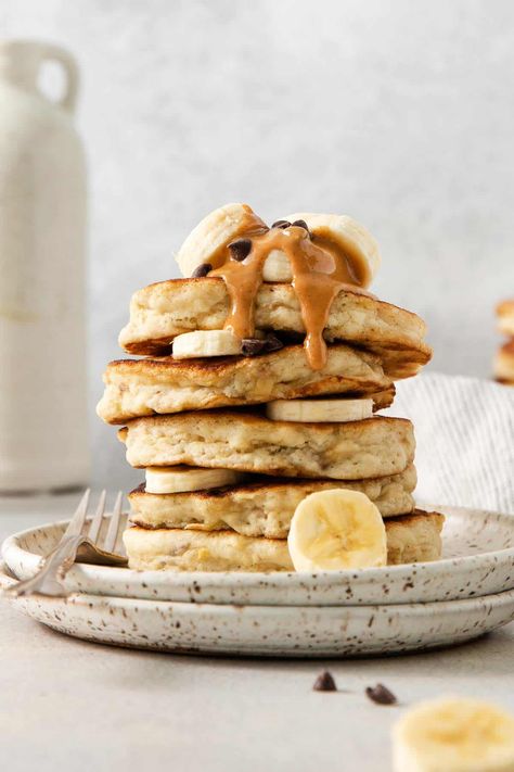 Gluten-Free Banana Pancakes (Fluffy + Easy!) - Meaningful Eats Gluten Free Banana Pancakes, Meaningful Eats, Pancakes Fluffy, Stomach Growling, Banana Pancakes Recipe, Pancake Toppings, Banana And Egg, Recipe Gluten Free, 3 Ingredient Recipes