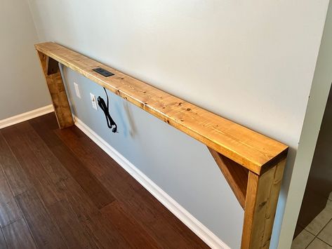 Sofa Table Behind Couch Farmhouse, Narrow Sofa Table Behind Couch Against Wall, Living Room With No Wall Space, Sofa Table Behind Couch With Plug, Small Behind The Couch Table, Couch Charging Station, Self Behind Couch, Sectional Table Behind Couch, Behind Couch Charging Station