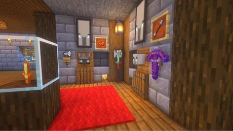 Minecraft Meeting Room Ideas, Minecraft Trophy Room Ideas, Trophy Room Minecraft, Minecraft Meeting Room, Minecraft Treasure Room, Minecraft Trophy Room, Mexico Buildings, Minecraft Heads, Aesthetic Buildings