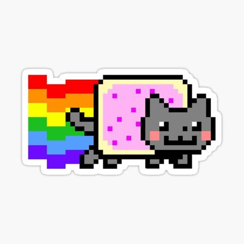 Cat With Rainbow, Pixel Art Cat, Colorful Stickers, Nyan Cat, Rainbow Cat, Cat Air, Sticker Ideas, Art Cat, Rainbow Stickers