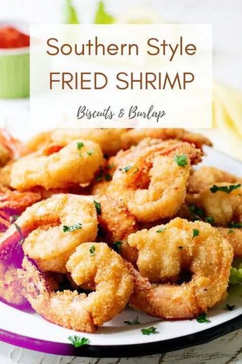 This fried shrimp recipe is for shrimp with a light, but crispy coating. Using cracker meal or corn meal makes it a southern favorite that everyone loves. It makes an easy taco filler, or a great summer side dish! Easy Fried Shrimp, Fried Shrimp Recipes Easy, Shrimp Batter, Fried Shrimp Recipe, Deep Fryer Recipes, Fried Shrimp Recipes, Cocktail Sauce Recipe, Grilled Shrimp Skewers, Breaded Shrimp