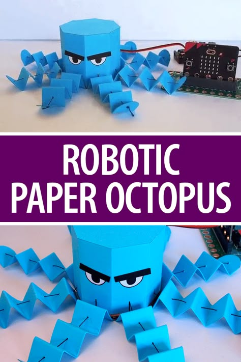 jrflorentine used a Micro:bit to control this robotic paper octopus. #Instructables #electronics #technology #papercraft #microbit Microbit School Projects, Micro Bit Projects, Microbit Project Ideas, Ozobot Activities, Robot Project Ideas, Microbit Projects, Paper Octopus, Paper Robot, Science For Toddlers