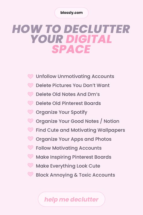 Day 17: Declutter Your Digital Space | The Blossom Challenge – Blossly Digital Declutter Challenge, Social Media Declutter, Decluttering Aesthetic, My Space Aesthetic, Digital Declutter, Focus Studying, Improve Life, Corporate Baddie, Declutter Challenge