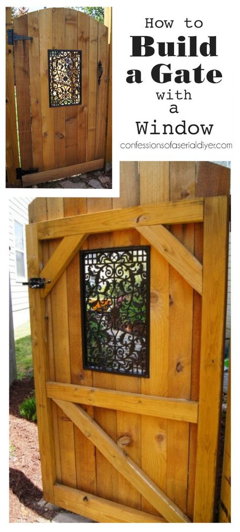 How to Build a Gate with a Window Build A Gate, Building A Gate, Wooden Gate, Pergola Design, Diy Fence, Wooden Gates, Fence Gate, Garden Gate, Backyard Projects