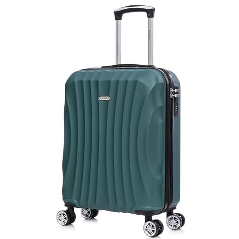 RAYKONG Valise Cabine ABS 55x40x20cm (44L) - Petites valises de Voyage légères 20 Pouces - (RK03|Vert)