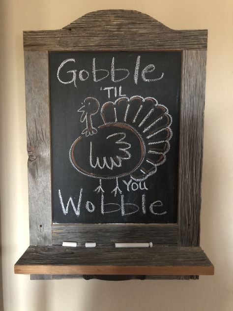 Thanksgiving chalkboard. Turkey, gobble til you wobble. Thanksgiving Chalkboard Ideas Easy, Chalkboard Turkey, Turkey Chalkboard, Thanksgiving Chalkboard, Turkey Art, Gobble Til You Wobble, Chalkboard Ideas, Cafe Ideas, Turkey Hunting