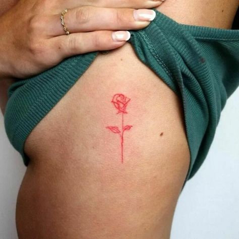 Red Tattoo Aesthetic, Red Ink Tattoo Ideas, Rose Outline Tattoo, Ink Tattoo Ideas, Small Snake Tattoo, Red Tattoo Ideas, Red Ink Tattoo, Red Dragon Tattoo, Pretty Sick