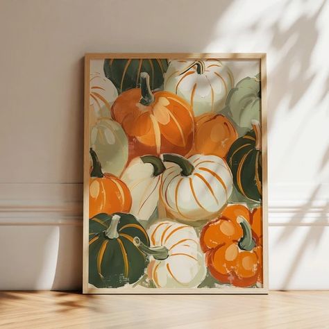 BetterBeGoodWallArt - Etsy Fall Art Projects Adults, Autumn Wall Prints, Fall And Halloween Paintings, Fall Themed Paintings, Thanksgiving Art Painting, Fall Art Painting, Fall Decor Painting, Thanksgiving Painting Ideas, Pumpkin Painting Ideas Canvases