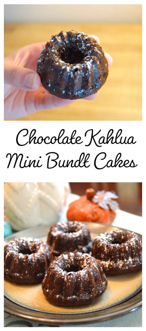 Mini Bunt Cake, Mini Bundt Cakes Recipes, Kahlua Cake, Bundt Pan Recipes, Bundt Recipes, Bundt Cake Recipe, Mini Bundt, Boozy Desserts, Mini Bundt Cakes