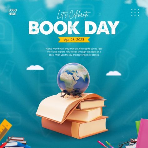 PSD world book day celebration social me... | Premium Psd #Freepik #psd #book-post #novel #reading-day #book-day Premium Psd Freepik, Book Social Media Post, World Book Day Poster, Book Day Poster, Novel Reading, Book Advertising, Ads Creative Advertising Ideas, Book Poster, Advertising Ideas