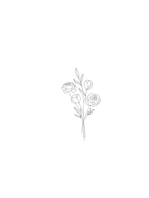 Three Rose Tattoo Design, Gardenia Fine Line Tattoo, Tulip And Peony Tattoo, Ranunculus Drawing Simple, Tulips And Roses Tattoo, Peony Tulip Tattoo, Pink Peonies Tattoo, Simple Peony Drawing, Peony Drawing Simple